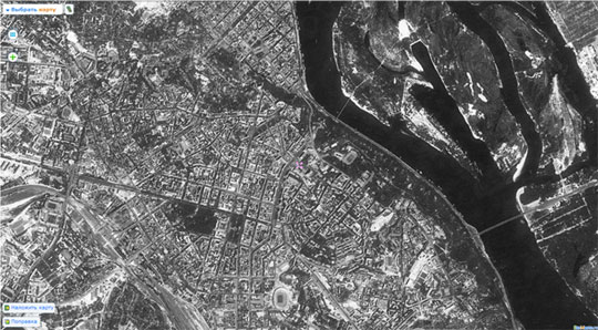 Фото Киева с американского спутника в 1968 году