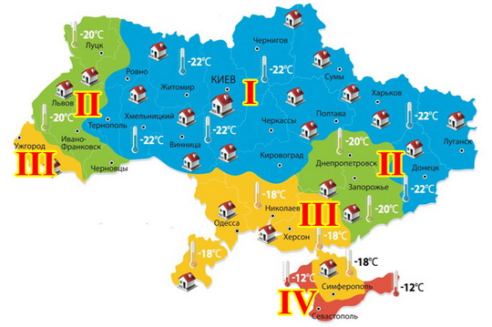 Карта температурных зон Украины