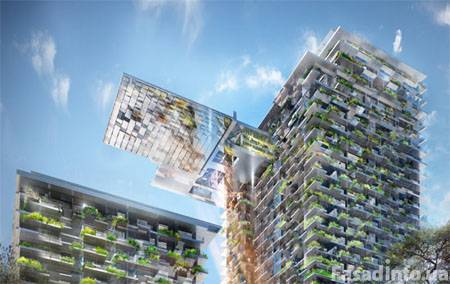 Новое устойчивое здание с эко-фасадом