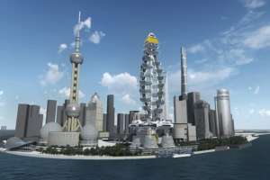 Жилая башня для самолетомобилей сможет очищать воздух