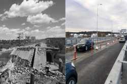 До кiнця мiсяця вiдновлений мiст через Iрпiнь повнiстю вiдкриють для руху транспорту