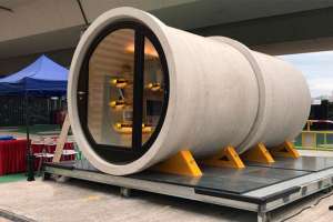 В Китае создали микродом, площадью в 9 кв.м в бетонной трубе. Фото