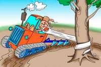 Изобретен трактор-дровосек. Видео