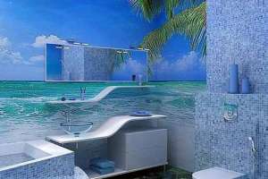 Как использовать фотообои в ванной комнате: 16 вариантов дизайна