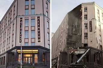 Київський готель, що постраждав вiд росiйської ракети, ще не вiдкрили