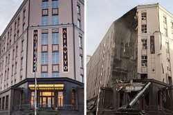 Київський готель, що постраждав вiд росiйської ракети, ще не вiдкрили