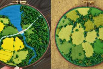 Художница вышивает целые ландшафты