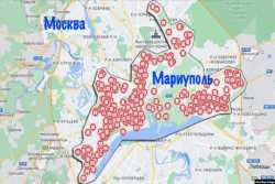 Карту разрушенного Мариуполя наложили на карту Москвы