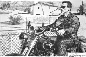 Строительный прикол: как сделать портрет Шварценеггера  из гвоздей