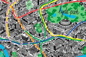 Дизайнерские приколы: нарисованная от руки карта Лондона. Фото